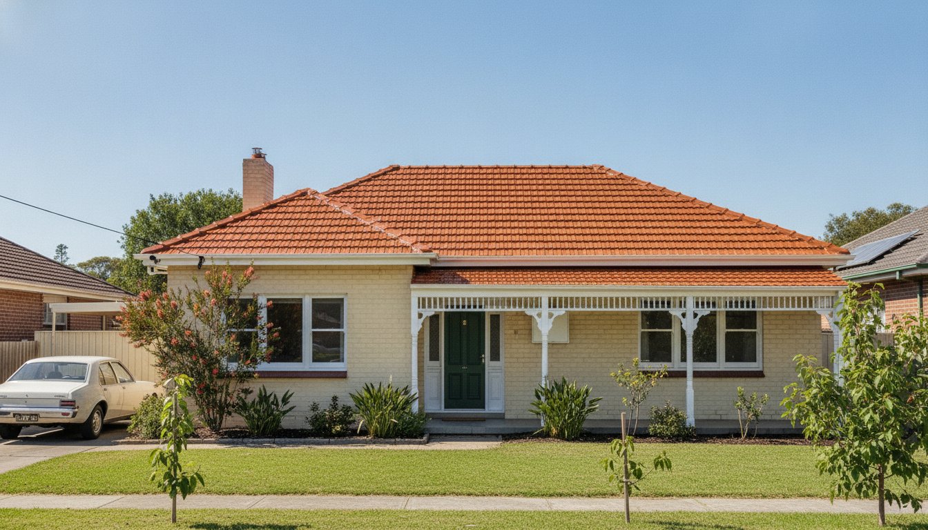 The same style of roof after a full Summit Roofing restoration, freshly coated in glossy terracotta